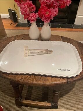 Mud Pie Brunchin' White Ceramic Serving Platter